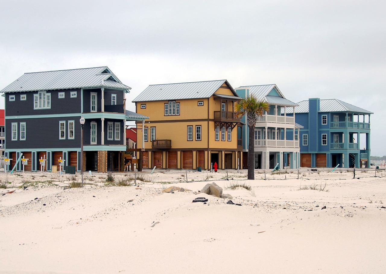 Beach homes along Florida's sandy shoreline.