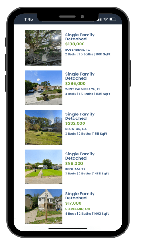 phone view of off-market properties on the Daily Dose Properties page